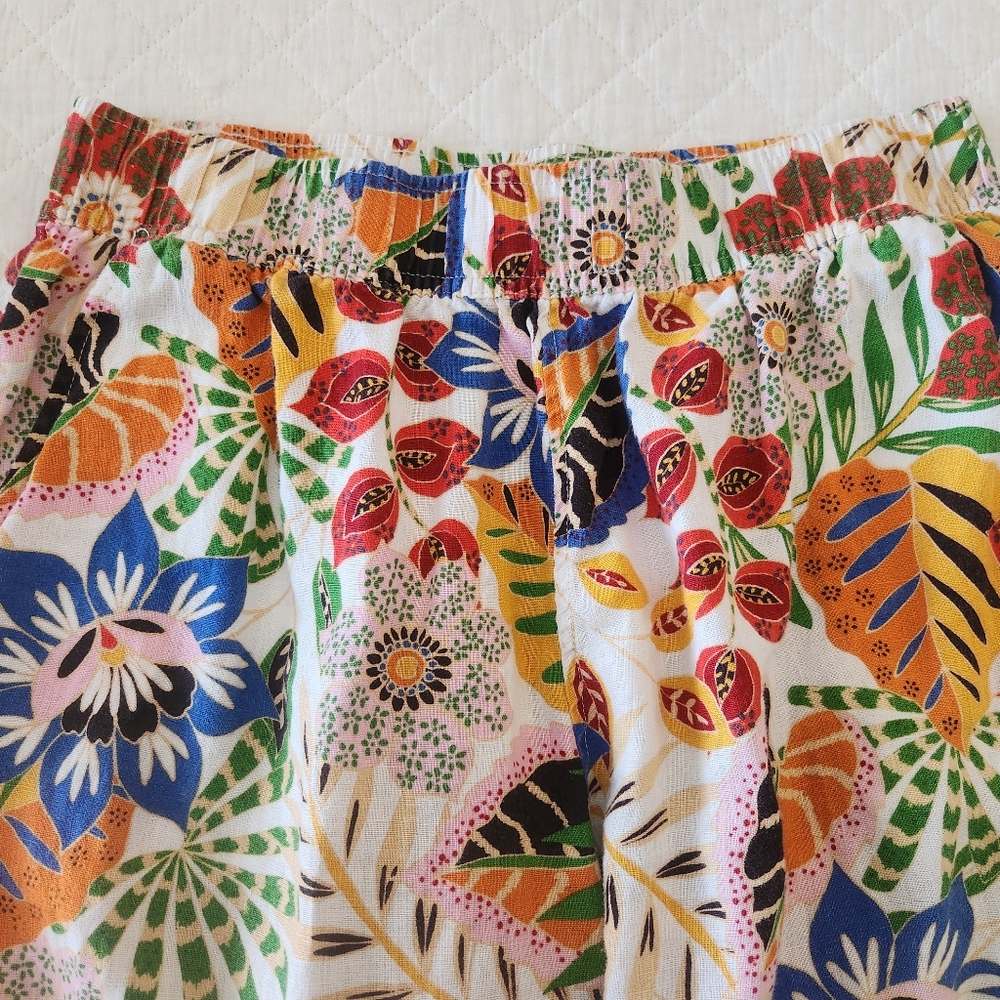 C&C California Colorful Linen Floral Wide-Leg Pants - Picture 3 of 8